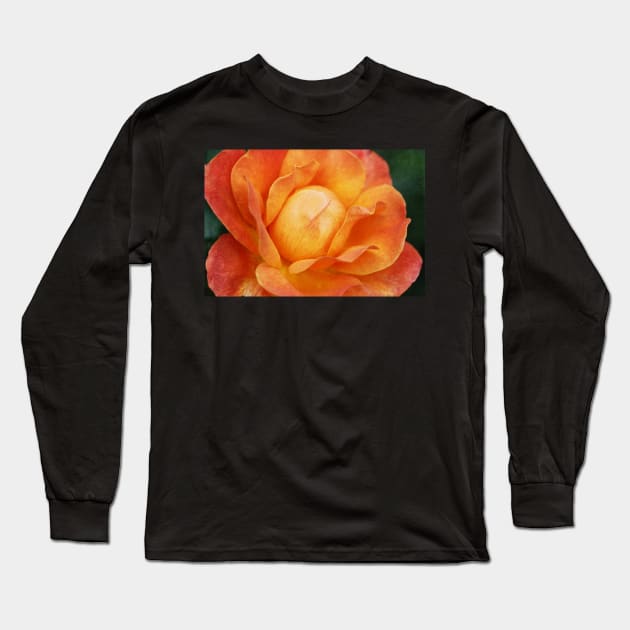 Textured Orange Rose Long Sleeve T-Shirt by gracethescene